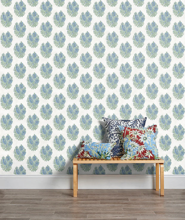 Blue Cameo Wallpaper – Elegant Pattern | Sold by Yard