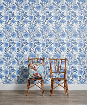 Matchstick Banksia Wallpaper – Blue | Modern Botanical Wall Design
