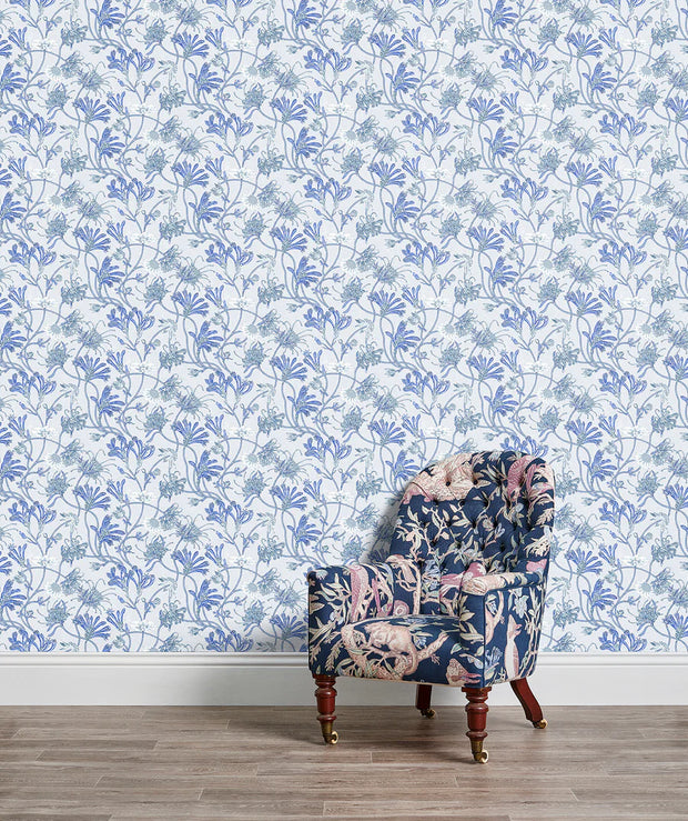 Meadow Wallpaper – Blue | Serene Floral Wall Covering by the Yard