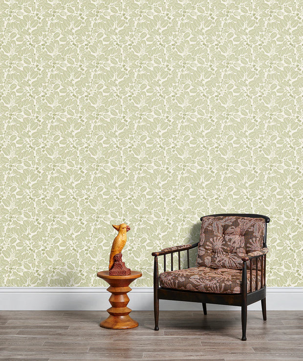 Stringybark Wallpaper – Green | Modern Textured Wall Covering by Yard