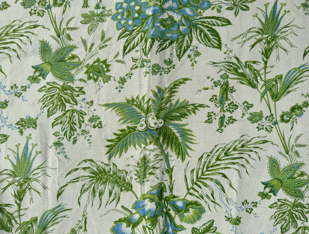 Green/Blue on Twill Fabric - Vintage Palm | Linen-Cotton Blend | Supply Showroom