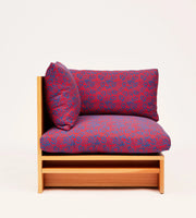 Deco Floral Performance Woven Fabric – Red and Blue, Sold by the Yard