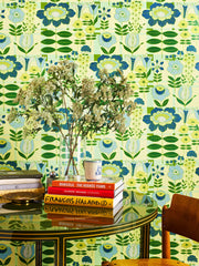 Fantasy Plaid Blooms Wallpaper – Elegant Clay Coated Wall Design