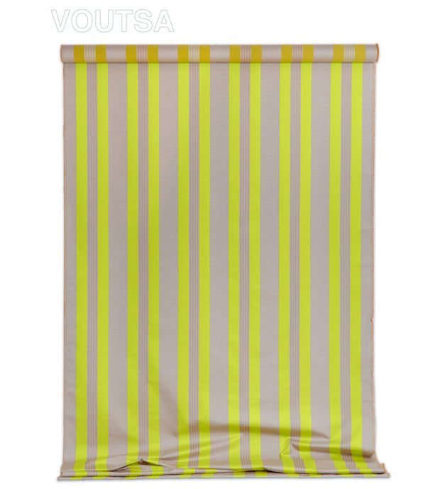 Yellow and Champagne Fabric – Woven Stripe, Viscose, Cotton & Polyamide Blend