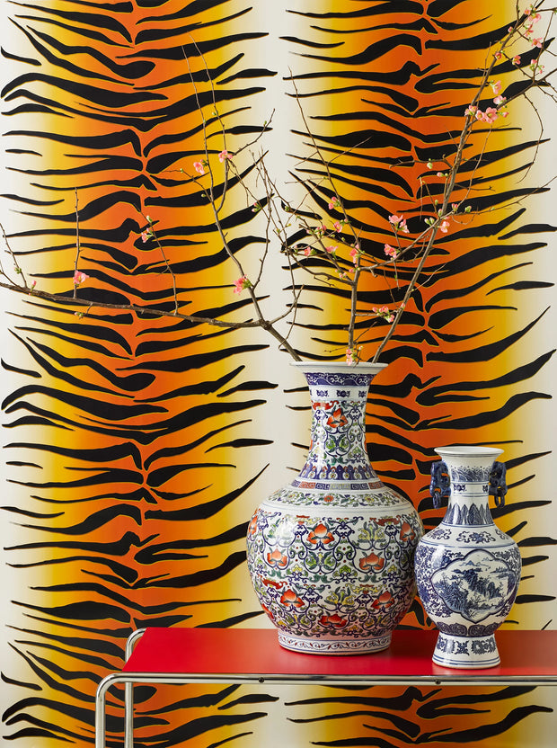 Classic Wallpaper – Tiger Stripe Pearlized Metallic Finish