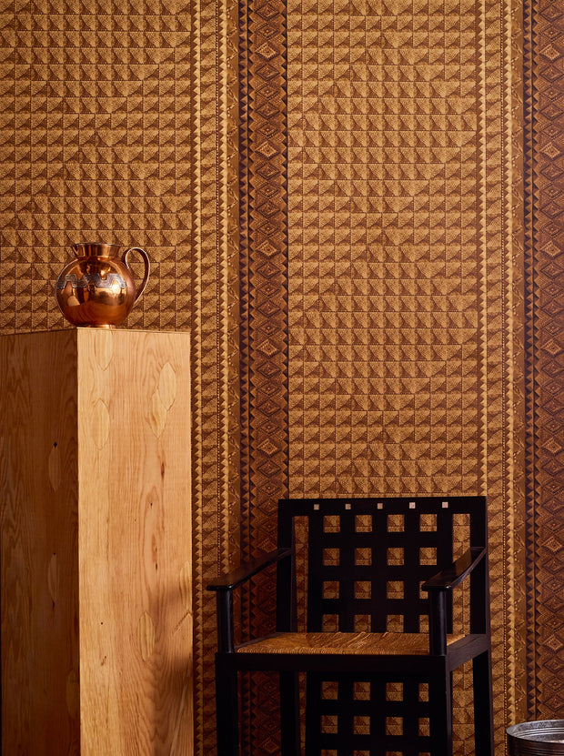 Tramp Box Bricks Diamond Stripe Wallpaper – Clay Coated, 54" Roll