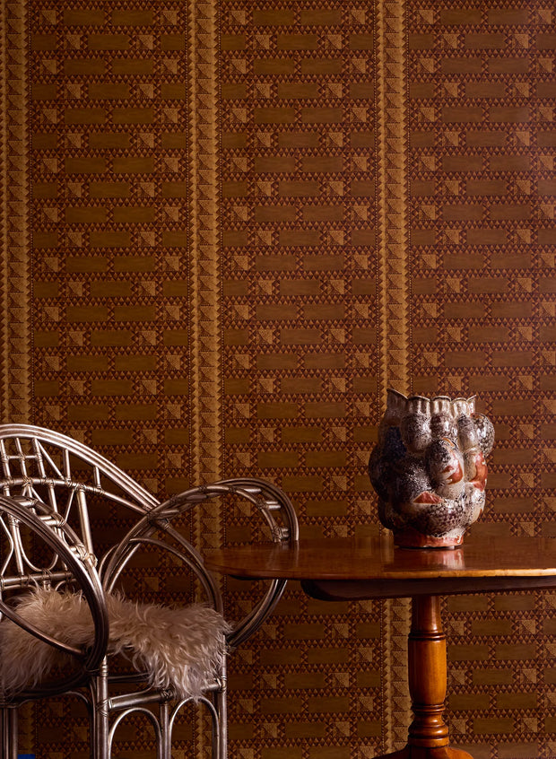 Tramp Box Bricks Stripe Wallpaper – Clay Coated Roll