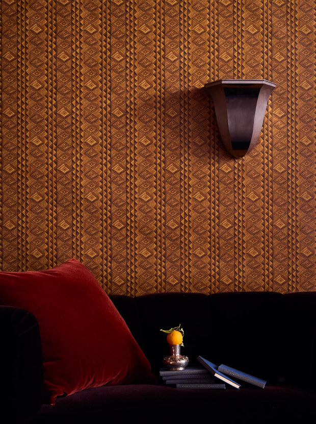 Tramp Vertical Diamond Stripes Wallpaper – Clay Coated | One Colorway - WP