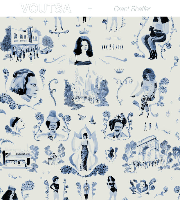 Blue Wallpaper – Trans Power Toile, 54" Wide, Clay Coated Roll