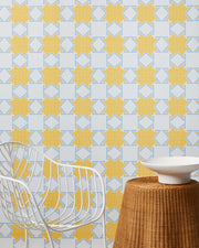 Blue & Yellow Quilted Stars Wallpaper – Voutsa x Marked | Clay Coat