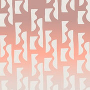 A section of wallpaper with a geometric pattern featuring abstract figures in beige, purple, and pink - Ombre Wallpaper | Stacks by Yard, 27" Trimmed, 5-Yard Minimum