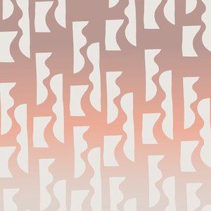 A section of wallpaper with a geometric pattern featuring abstract figures in beige, purple, and pink - Ombre Wallpaper | Stacks by Yard, 27" Trimmed, 5-Yard Minimum