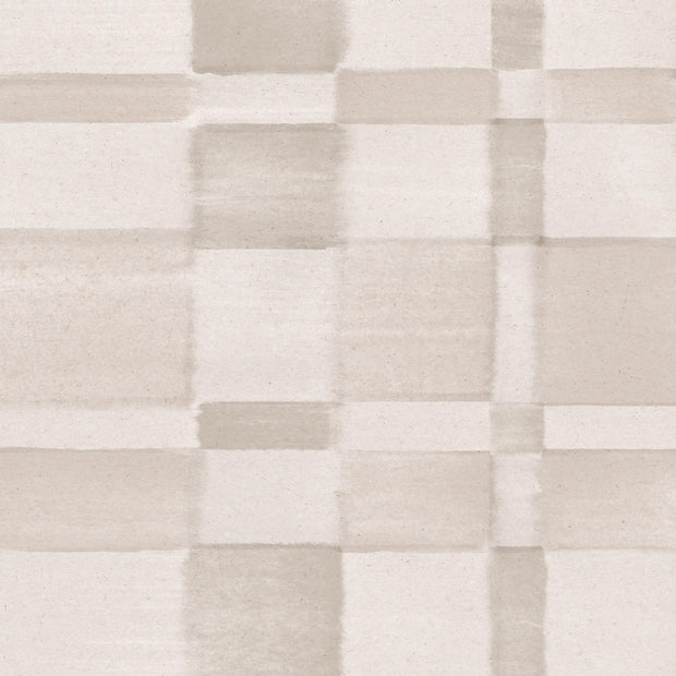 A section of wallpaper with a beige, checkered, geometric pattern. Angora Wallpaper – Weave Collection | Designer Wallcovering