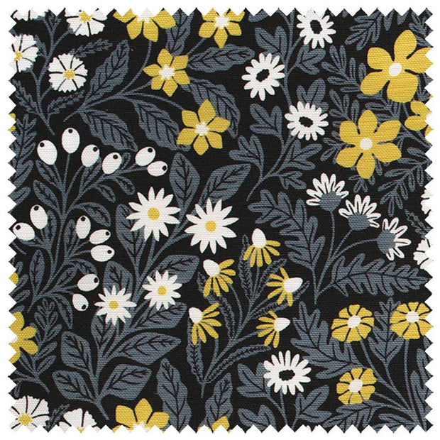 Black Strala Linen/Cotton Fabric - 55.9" Width, 18" x 9" Repeat | SupplyShowroom