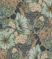 Seafoam Wild Posy Fabric – 100% Linen, 54" Wide, 27" Repeat