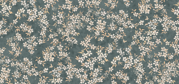 Petrol Wallpaper | Cherry Blossom, 27" Width, Half Drop, Sold by Yard