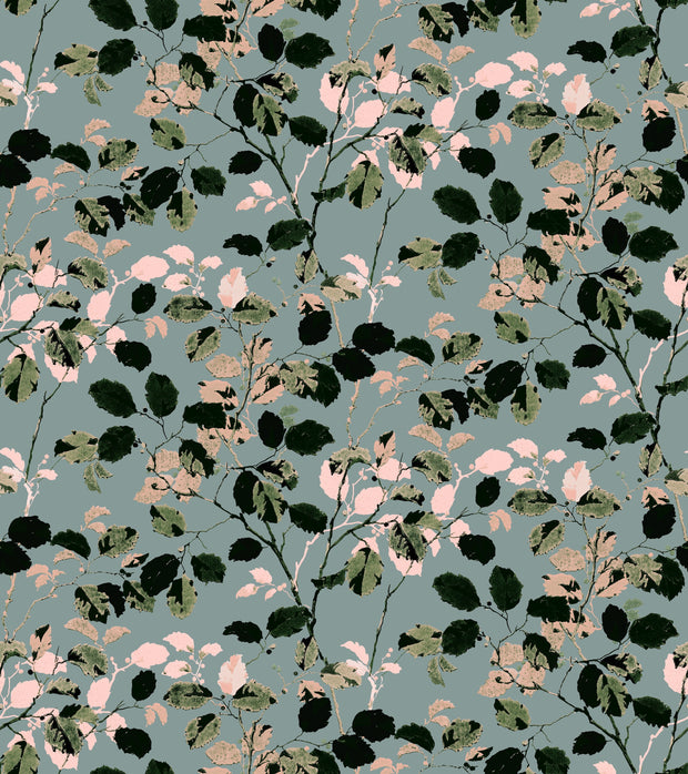 Evergreen Woodsy Walk Fabric – Linen Cotton Blend, Sold by the Yard