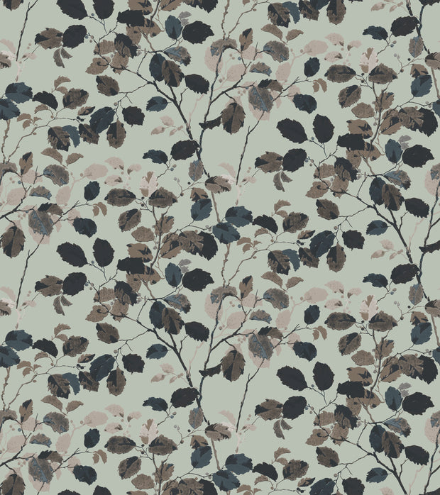 Mint Woodsy Walk Fabric – Linen Cotton Blend, Sold by the Yard
