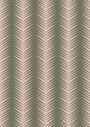 A fabric featuring a geometric pattern with plastered lines in beige, green, and pink colors.
