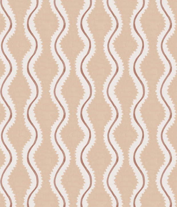A wallpaper with a geometric pattern featuring stripes in various shades of beige, peach, pink, and white - Guava Light Wallpaper – Coco Collection | Modern Designer Wallcovering