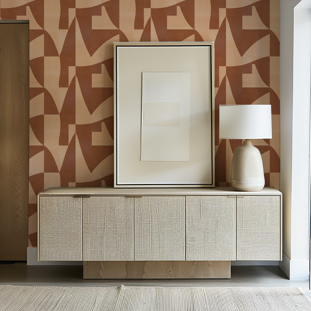 Terracotta - Folds Wallpaper - Non-Woven Fiber, Straight Match | Supply Showroom