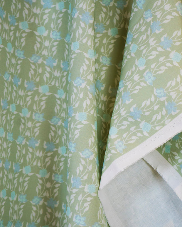 Eucalyptus Fabric – Gertrude Collection, Belgian Cotton Linen by the Yard