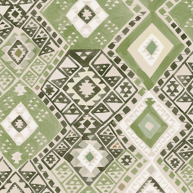 Kilim Wallpaper – Olive Grove | Half-Drop Pattern WP by Yard
