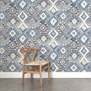 Kilim Wallpaper – Blue Oasis | Textured Half-Drop WP by Yard
