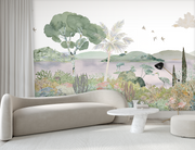 Pink on White - Laguna Wallpaper | Modern Wall Mural