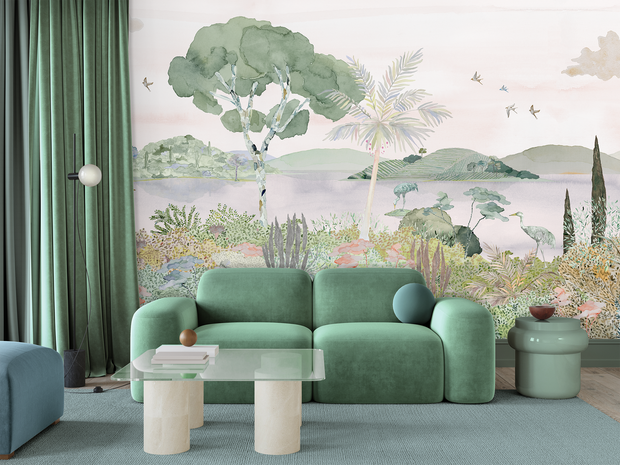 Pink - Laguna Wallpaper |Contemporary Wall Mural