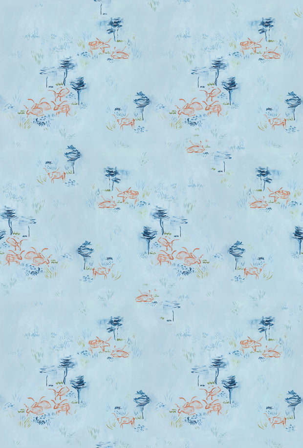 Longhorns Wallpaper – Blue | Western Inspired Wall Covering by Yard