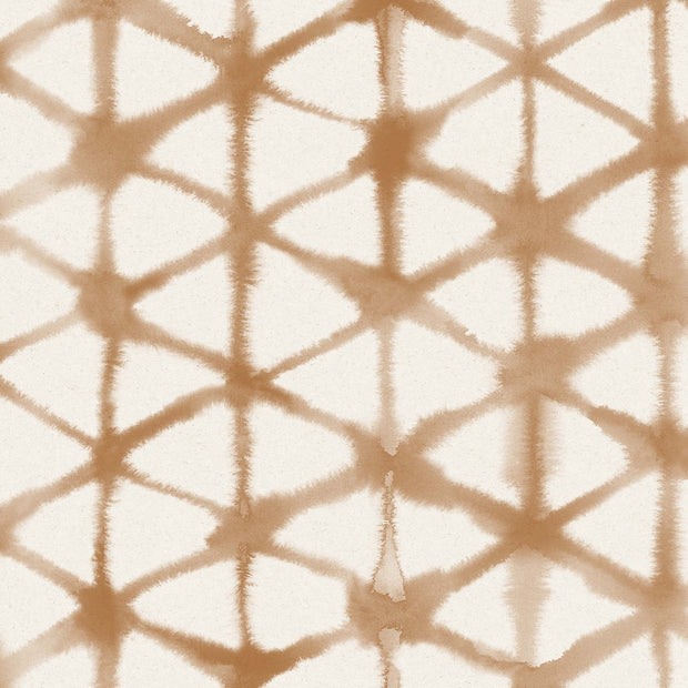 A section of wallpaper displaying a geometric pattern with beige and brown colors.