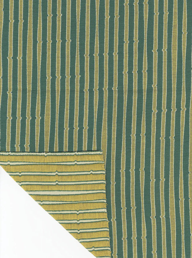 Green Snag Stripe Fabric – Reversible, 53" Width