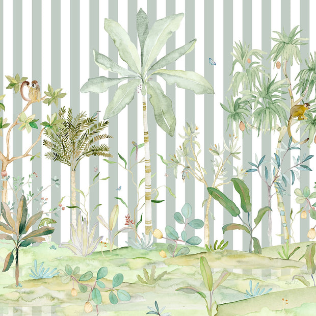 Green Stripes - Wallpaper - Ubatuba Panoramic Mural | Supply Showroom