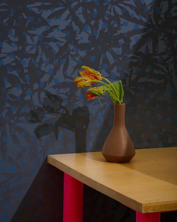Gunmetal on Charcoal with Opal – Wild Thing Wallpaper | Luxurious Metallic Half-Drop Design