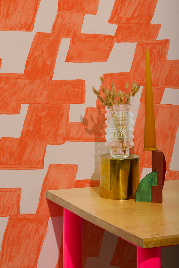 Tomato Wallpaper - Classic Windows Design, Sold by 10 Yard Roll
