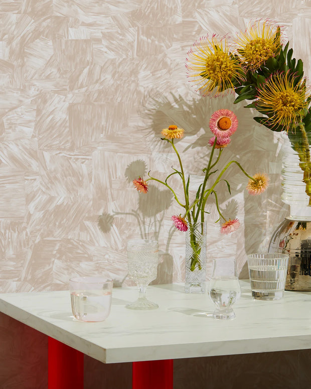 Taupe Heavy Wallpaper – Baptiste | 10 Yard Roll, Half Drop, Clay Coat