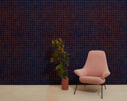 Pink chair and plant against a patterned wall - Land + Sea - WP Crosswise Wallpaper, 27" Width, 10 Yard Roll