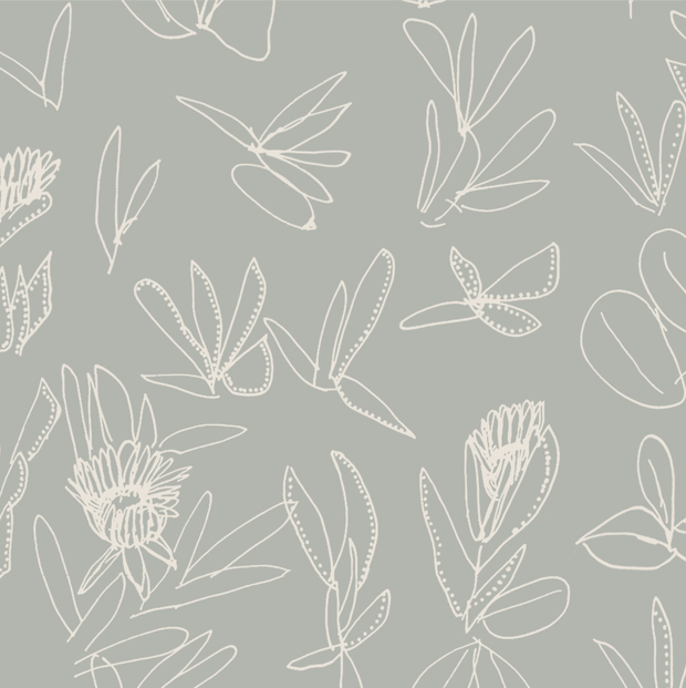 A wallpaper with a floral pattern in various shades of gray - Yarra - Crawl Wallpaper - Willie Weston x Kate Constantine Collaboration | Supply Showroom