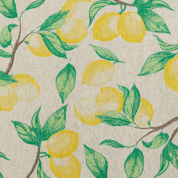 Natural Capri Lemons Fabric – Linen Cotton, 140cm, 18"x18" Repeat