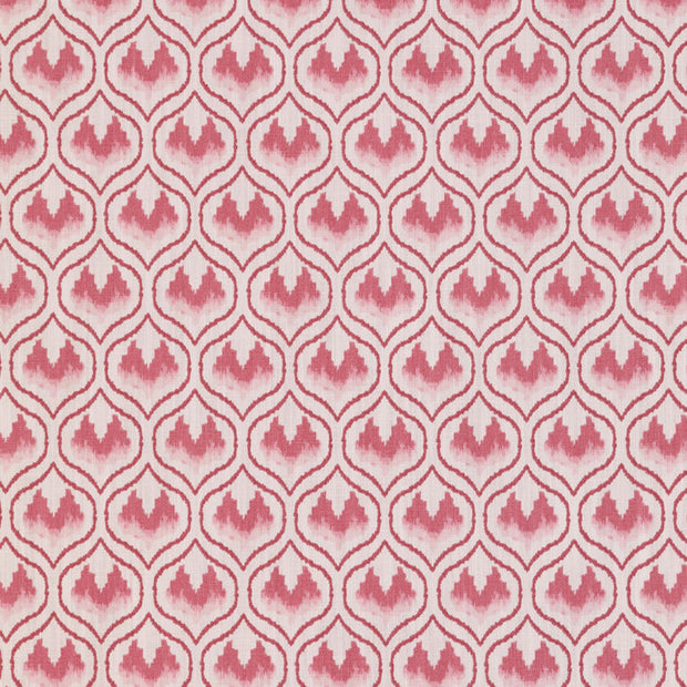 Oxblood Ikat Heart Fabric – Cotton Linen, 140cm, 2.25"x3.6" Repeat