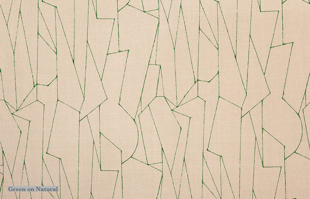 Green on Natural – Reeds Reverso I | 100% Linen Fabric by Yard
