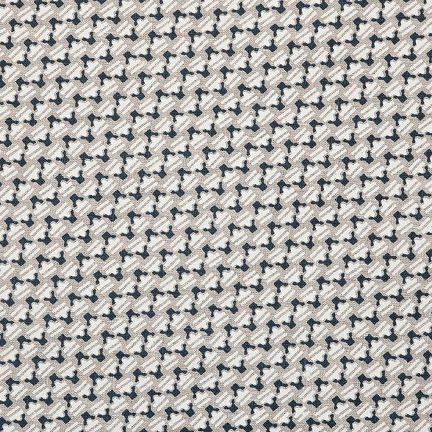 Romilly Fabric in Blue + White on Natural | 135cm Width, 3.5cm Repeat – 100% Linen