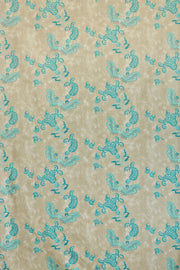 Turquoise on Old Grey - Paisley Fabric - Linen Cotton Print | Supply Showroom