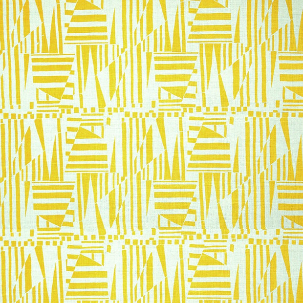 Yellow on Natural - Aztec Fabric - 100% Linen | Supply Showroom