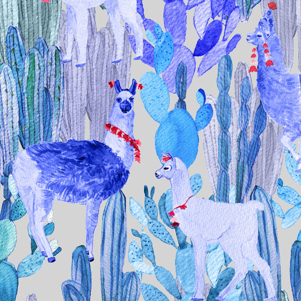 Blue Lamas on Light Beige - WP