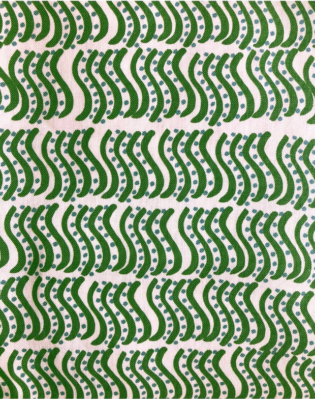 Apple Green and Blue Ripple Linen Fabric - 133cm Width, 64cm x 38cm Repeat | SupplyShowroom