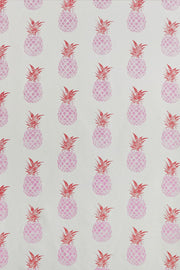 Pink/Red on Cream - Pineapple - Linen Cotton Print Fabric | Supply Showroom