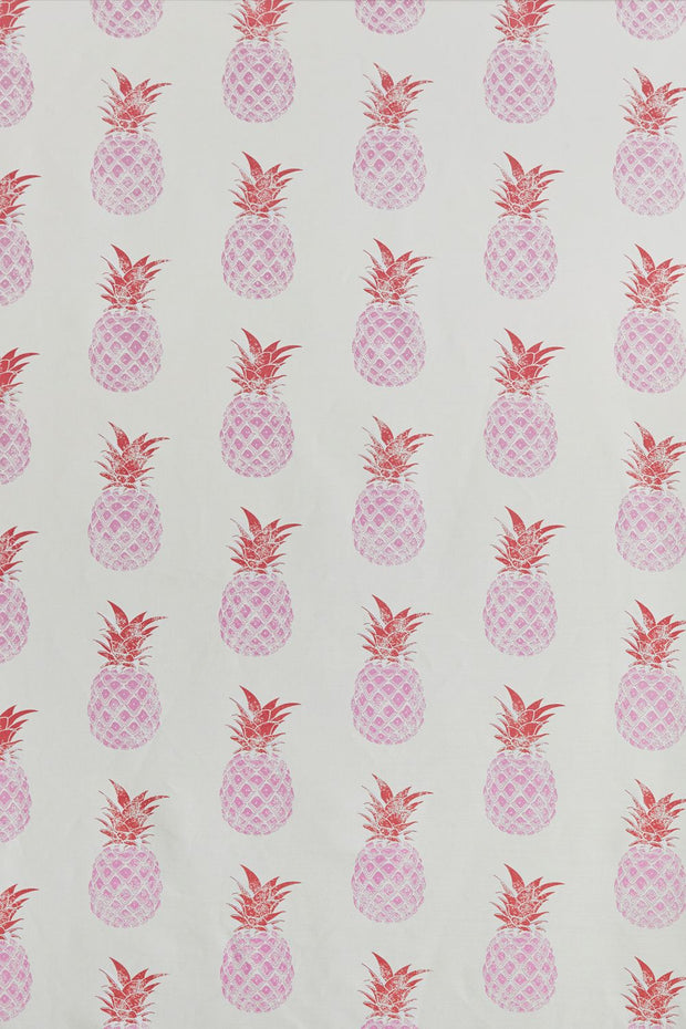 Pink/Red on Cream - Pineapple - Linen Cotton Print Fabric | Supply Showroom