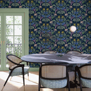 Navy Bloom Wallpaper – Clay Coated Single Roll Ideal for Modern Interiors